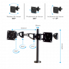 SUPPORT DOUBLE ECRAN BRAS ARTICULÉS