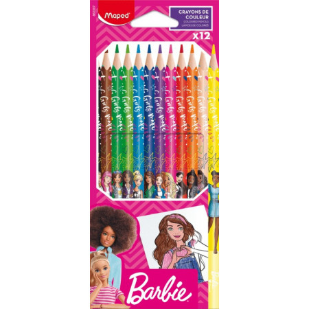 CRAYONS COULEUR BARBIE X12